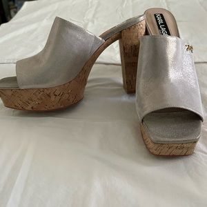 Karl Lagerfeld champagne platform sandals